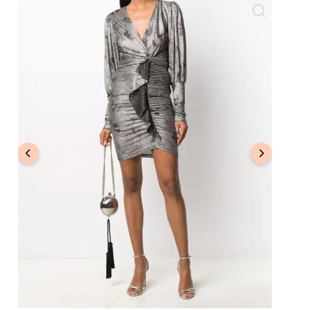 Ba&sh |  Lizie Ruched Metallic Mini Dress Size XS NEW
